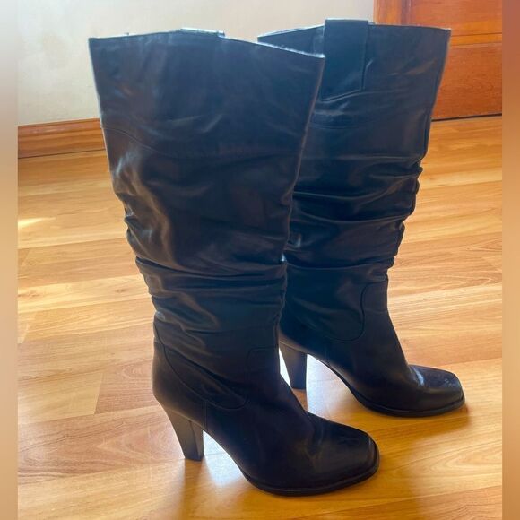 Costa Blanca Black Leather Heeled Boots EU 37 US 6.5 - Picture 1 of 5
